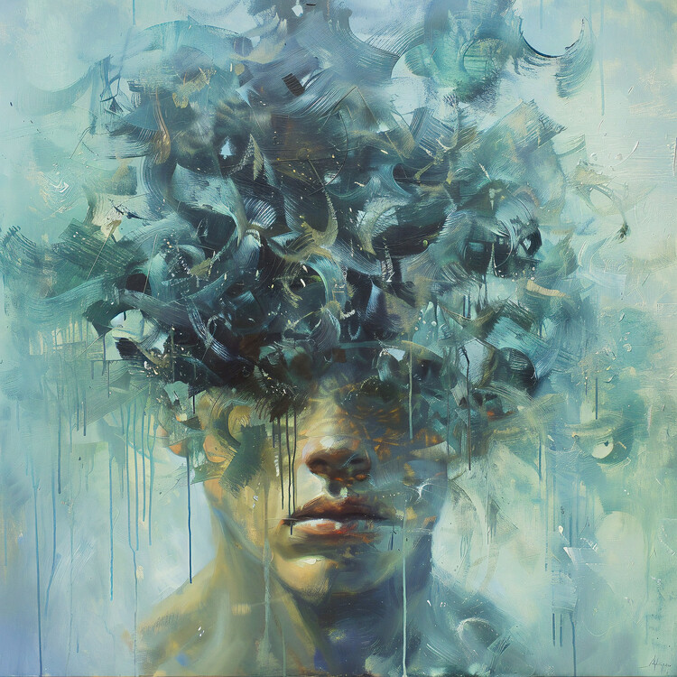Poster impressinist: Man Expressing Deep Sadness, Psychology art
