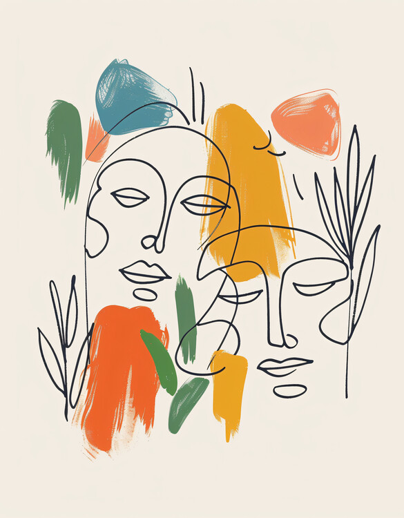 Poster Minimalist boho Windring Sketch, Mid-Century Modern Style