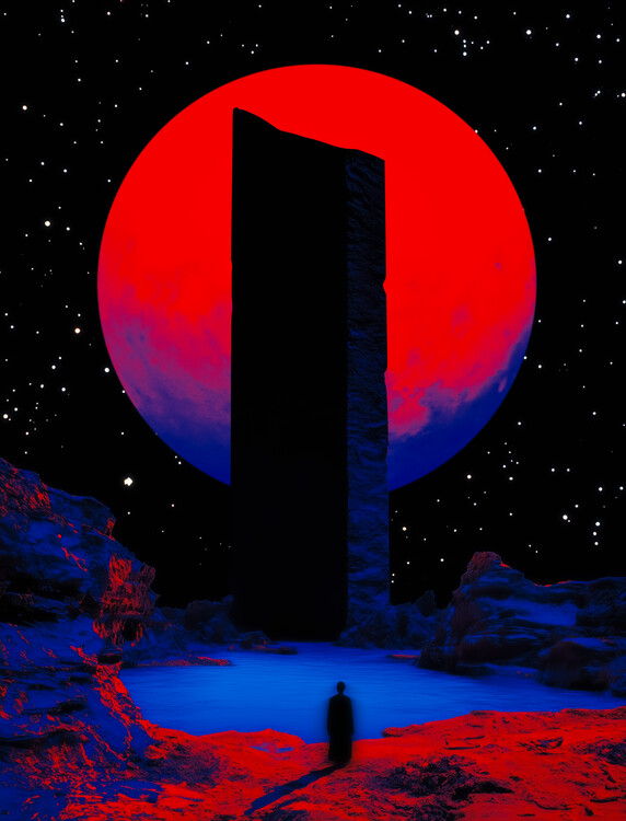 Poster Cosmic Red Moon Aura