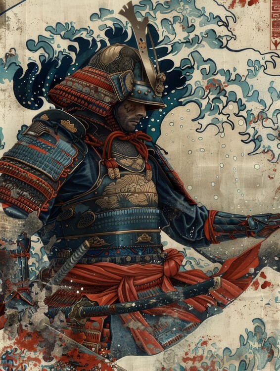Плакат japanese warrior vintage poster
