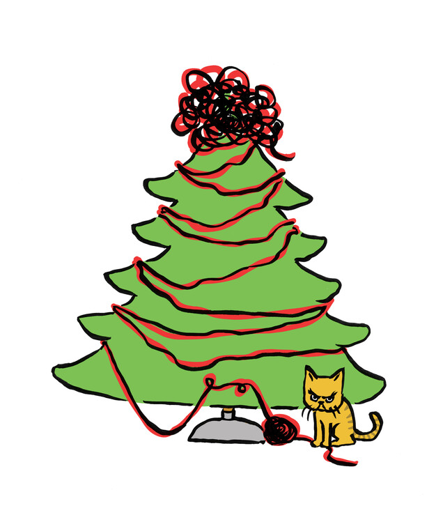 Canvas Print Grumpy Christmas Cat