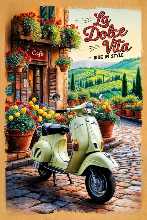 Poster Vintage Vespa Poster: Timeless Italian Style