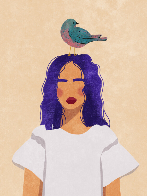Poster Girl with bird