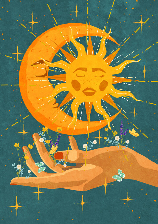 Poster Sun and moon in my hand