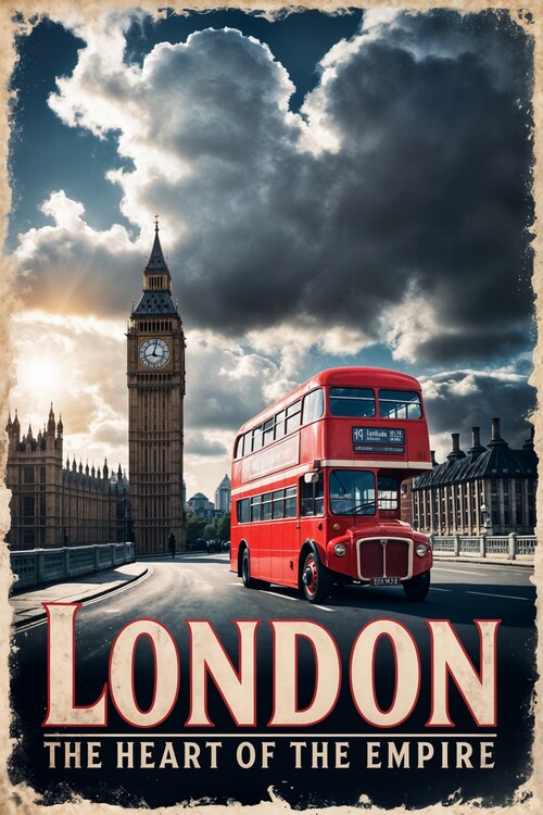 Plakát Vintage London Illustration: The Heart of the Empire