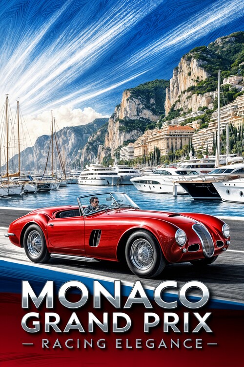 Plakat Monaco Grand Prix Illustration: Vintage Racing Elegance