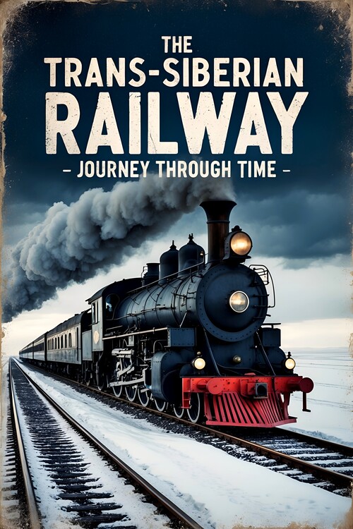 Canvas Print Retro Train Poster: Siberian Snow Adventure