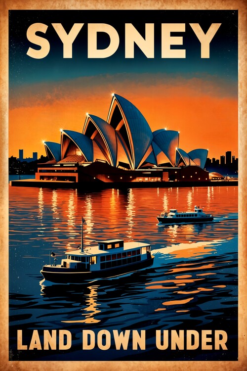 Poster Vintage Sydney Poster: Land Down Under