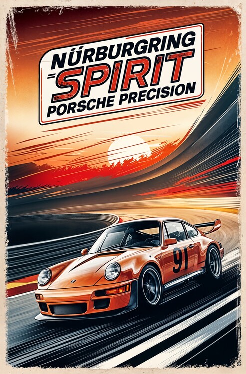 Poster Porsche 911 Nürburgring Poster: Retro Racing Art