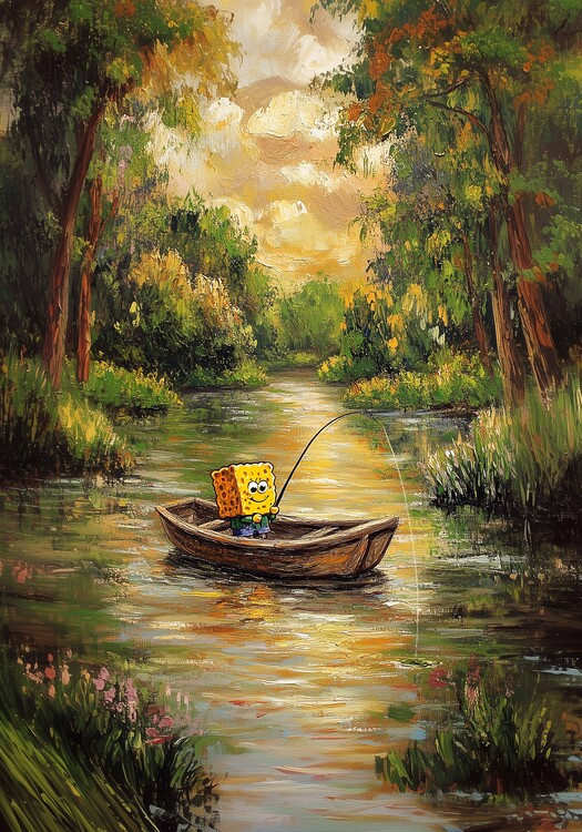 Canvastavla Bob by the river