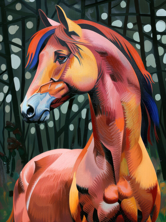 Poster old Horse Portrait, Franz Marc Painting inspiration