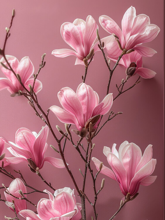 Αφίσα Pink Floral Art,A Magnolia Flower Painting, wall decor