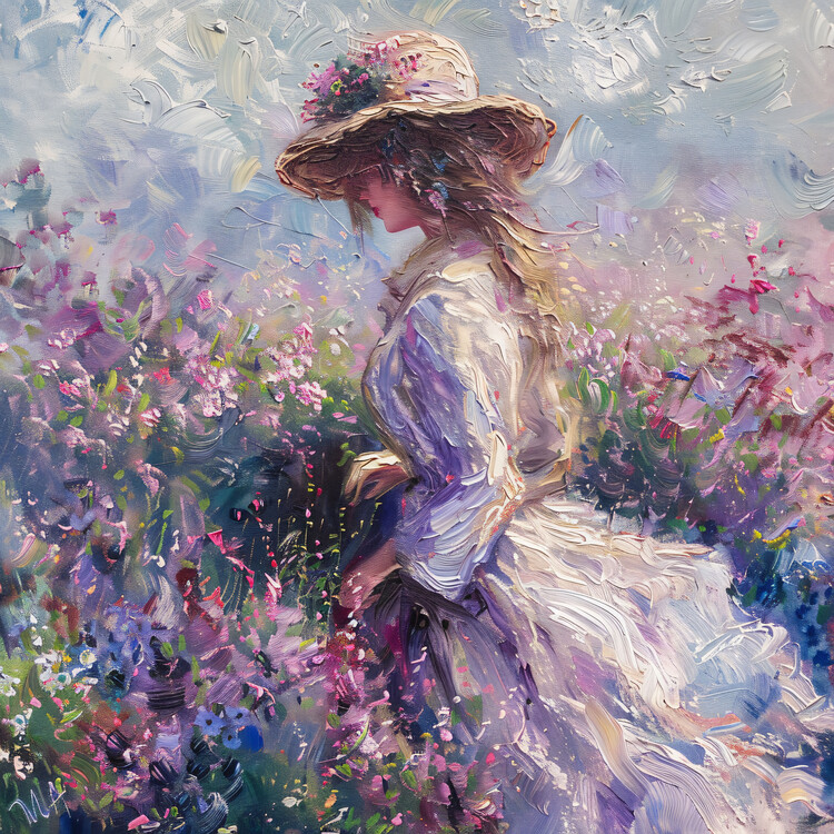 Poster Lady in dress in nature, Uplifting Scent of Life, wall decor
