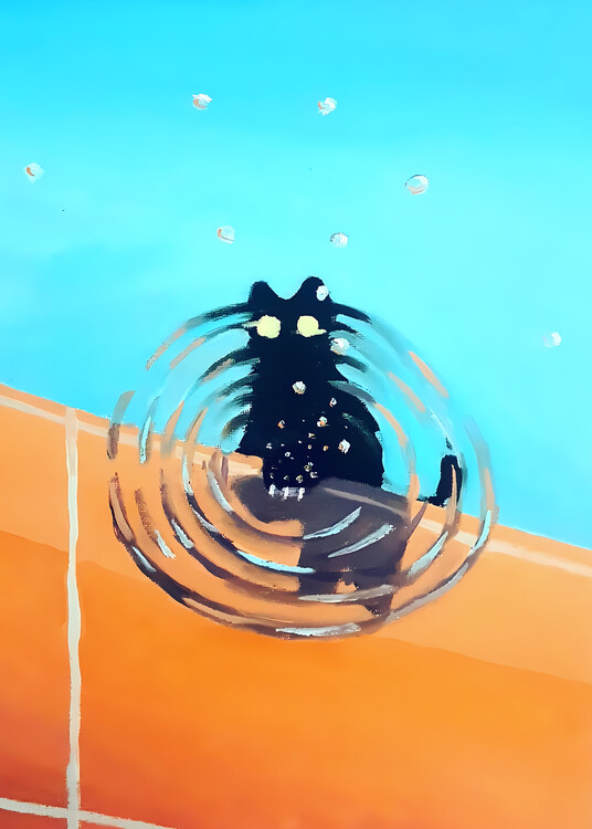 Poster Black Cat in Water