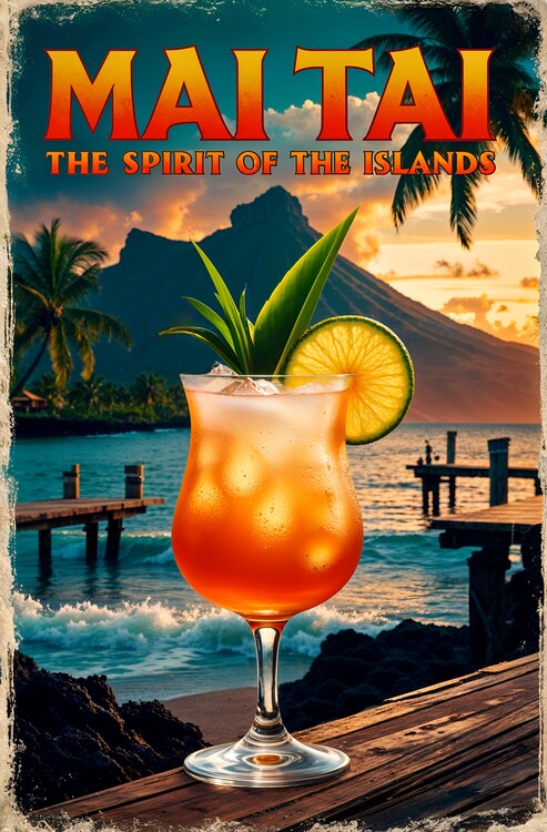 Poster Mai Tai Poster: Vintage Tiki Cocktail Art