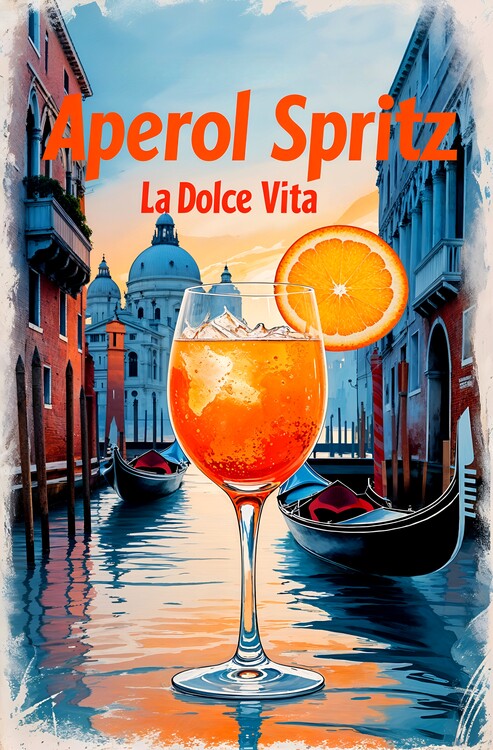 Poster Aperol Spritz Cocktail Poster: Vintage Venetian Charm