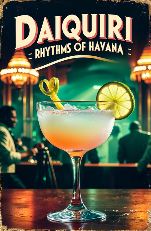 Poster Retro Daiquiri Drink Art: Nostalgic Jazz Vibes