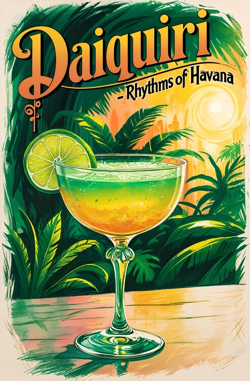 Plakát Daiquiri Cocktail Poster: Vintage Havana Rhythms