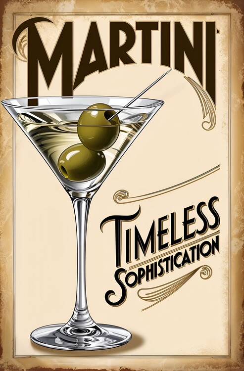 Poster Martini Cocktail Poster: Vintage Art Deco Elegance