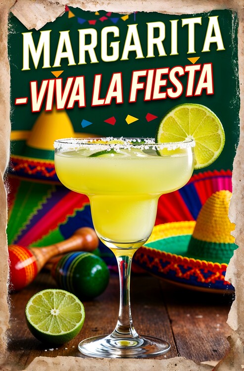 Plakát Margarita Cocktail Poster: Vintage Fiesta Vibes