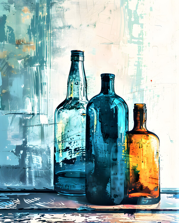 Poster Three Glass Bottles Kitchen Wall Art