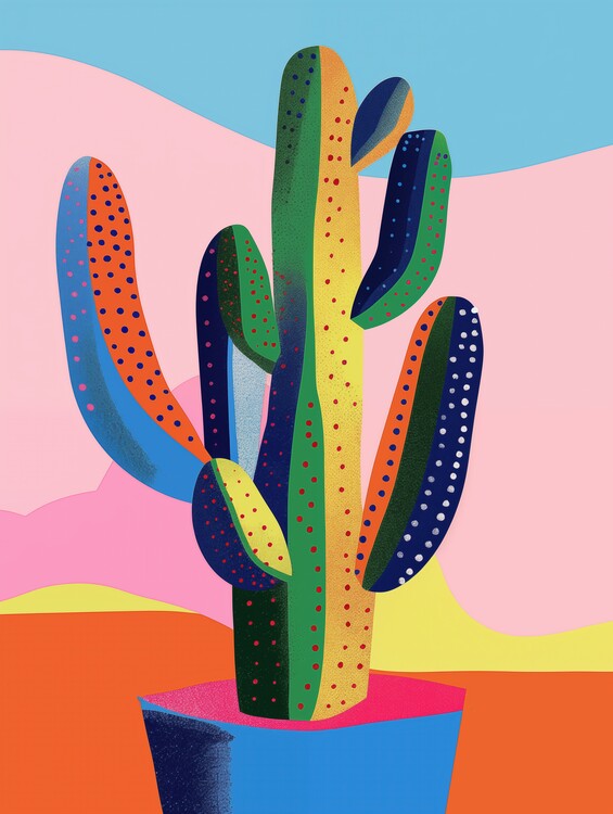 Poster Colorful Pastel Cactus