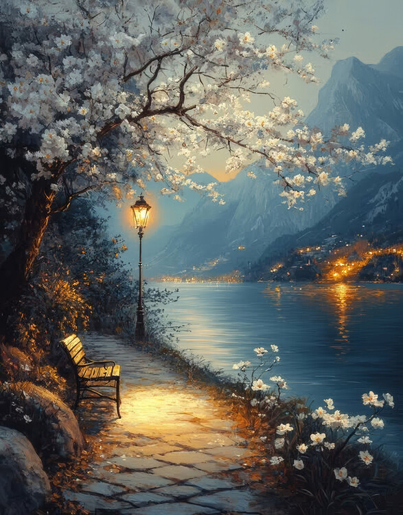 Plakat Beautiful Landscape & Snowy Mountain, bedroom wall deco