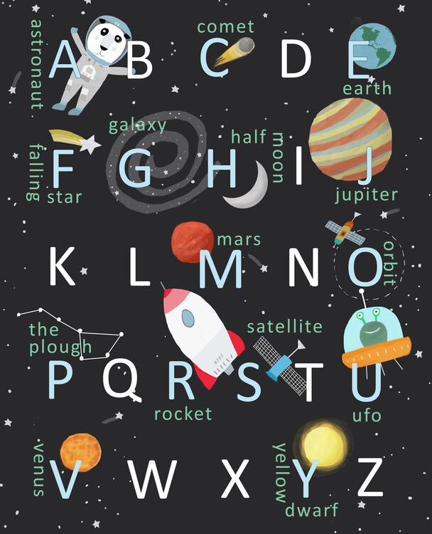 Poster Illustrated Space Alphabet