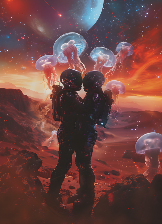 Poster Space Lovers And Jellyfish