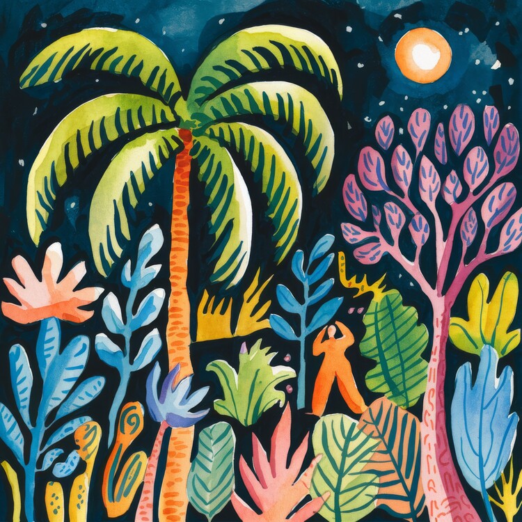 Плакат Nighttime Jungle Symphony