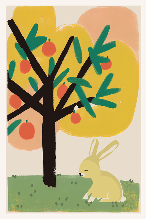 Poster Bunny Under Apple Tree