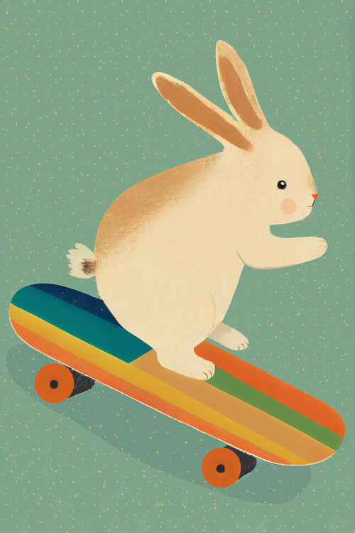 Poster Bunny On Skateboard