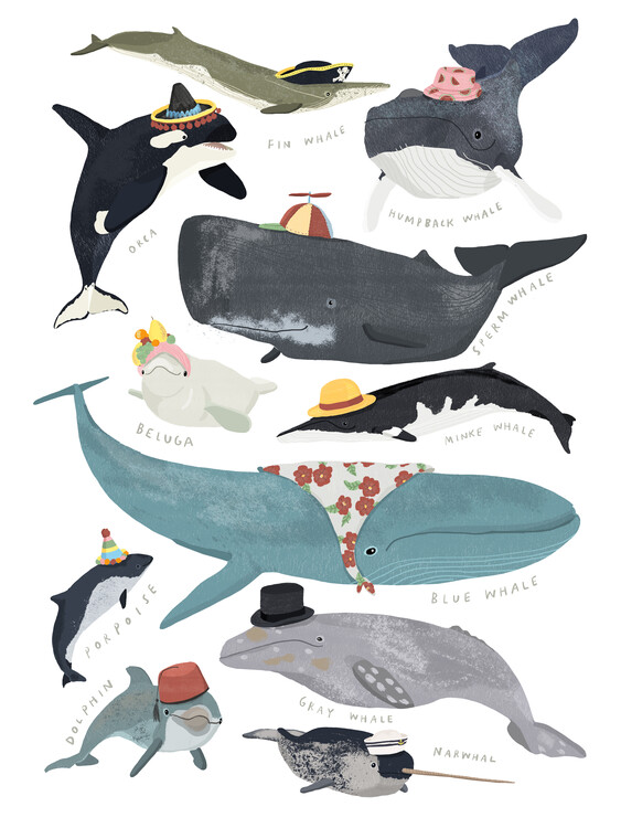 Poster Whales In Hats