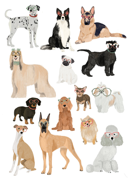 Poster Dogs in glasses Print