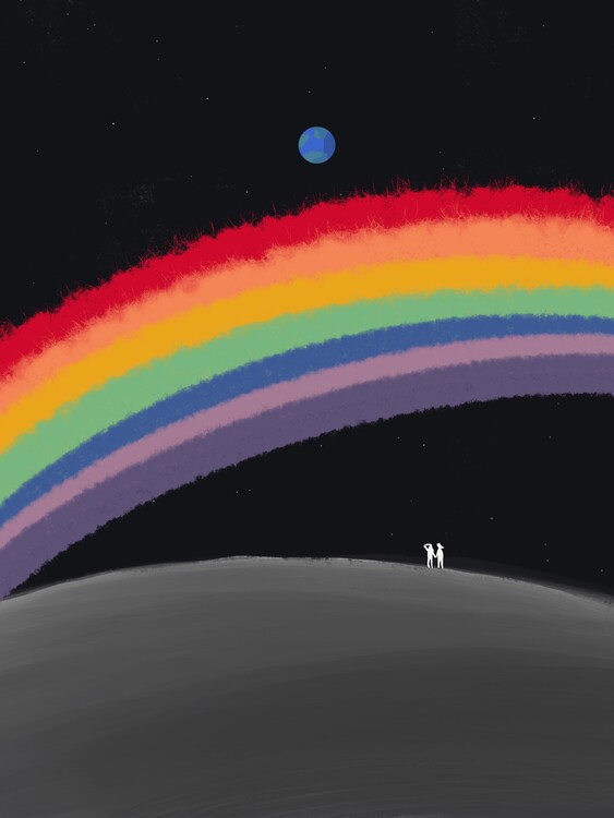 Poster Rainbow over the galaxy