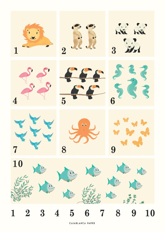 Quadro su tela Numbers Animals