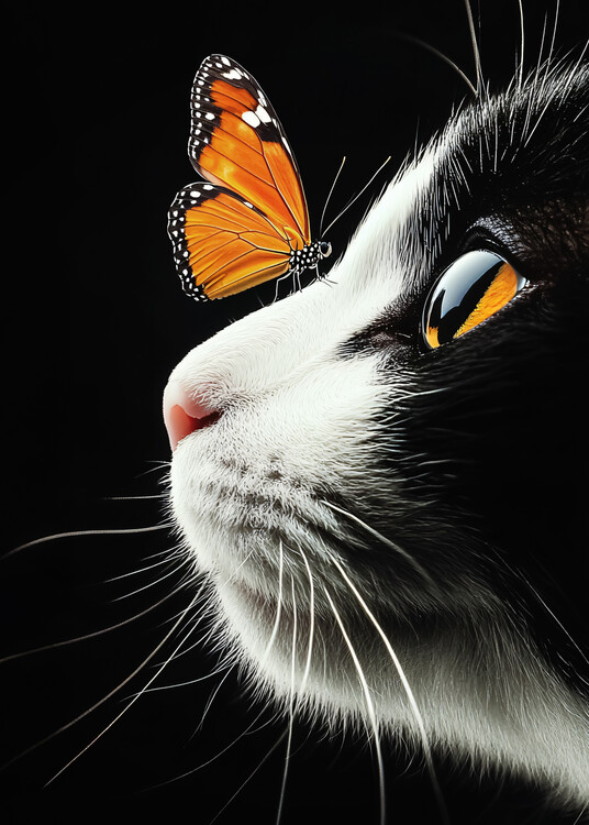 Poster cat with butterfly