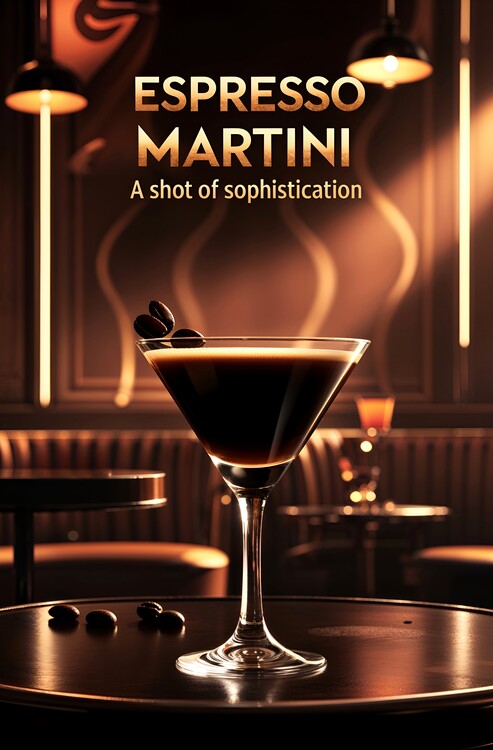 Poster Espresso Martini Cocktail Poster: Vintage Elegance