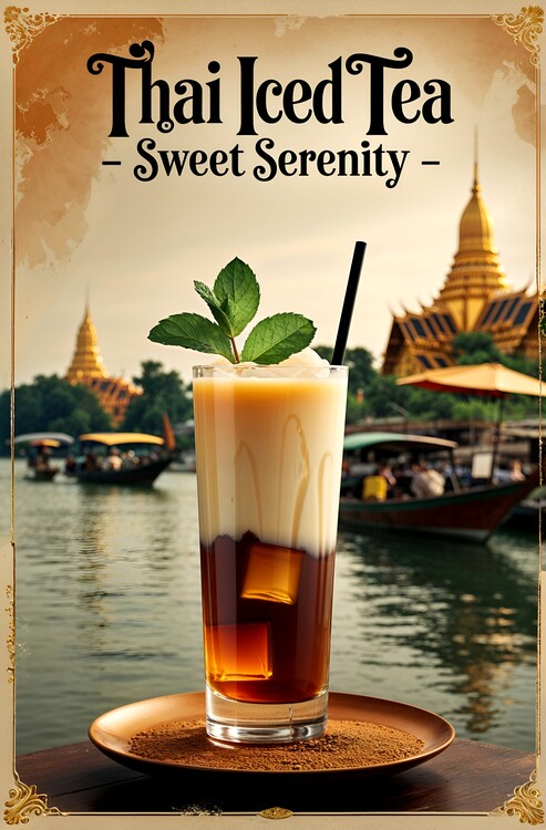 Plakát Thai Iced Tea Poster: Vintage Tropical Charm
