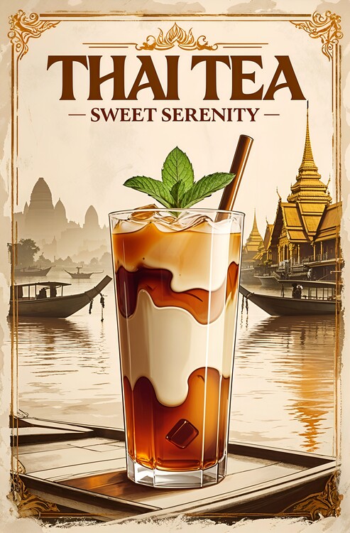 Plakát Retro Thai Iced Tea Art: Timeless Beverage Bliss