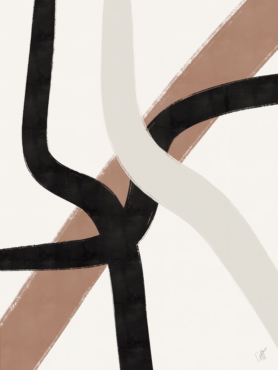 Poster Abstract Lines 2 - Pantone 2025 Mocha Mousse