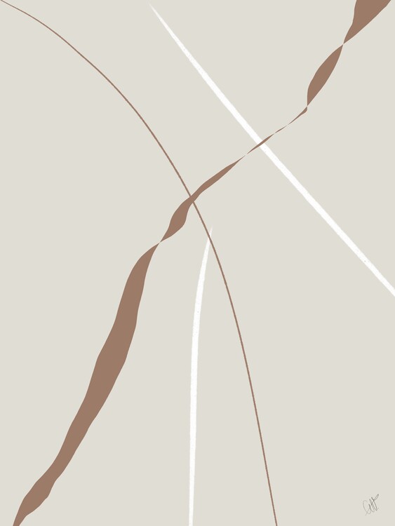 Poster Abstract Lines - Pantone 2025 Mocha Mousse