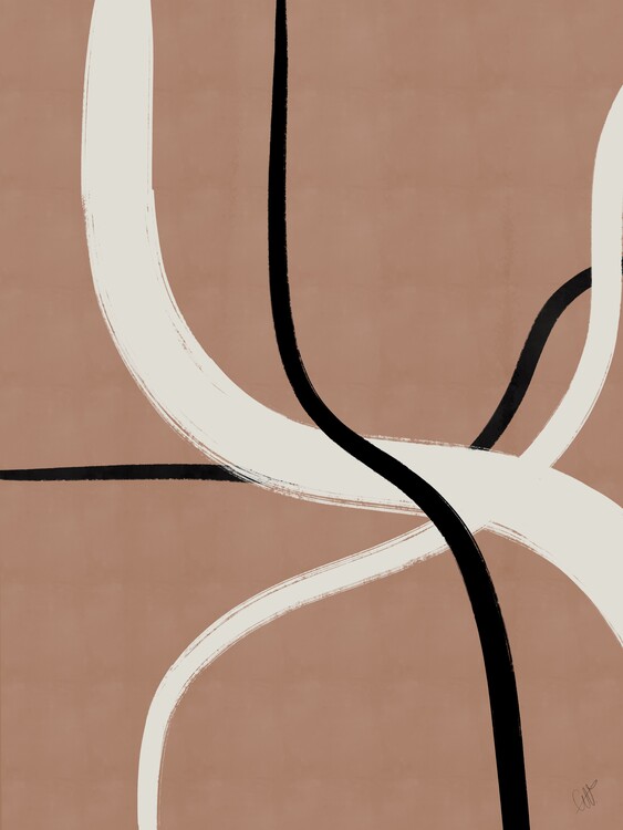 Poster Abstract Lines 5 - Pantone 2025 Mocha Mousse