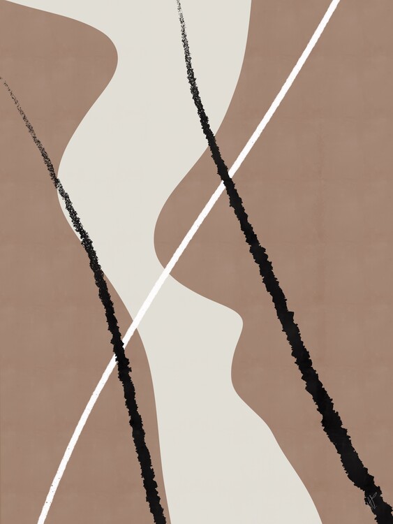 Poster Abstract Lines 3 - Pantone 2025 Mocha Mousse