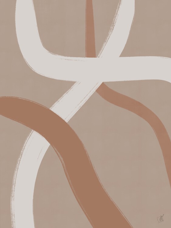 Poster Abstract Lines 4 - Pantone 2025 Mocha Mousse