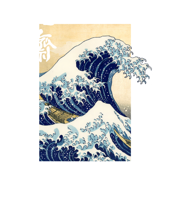 T-shirt The Great Wave off Kanagawa with Signature