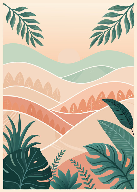 Poster Tropical Hills Landscape