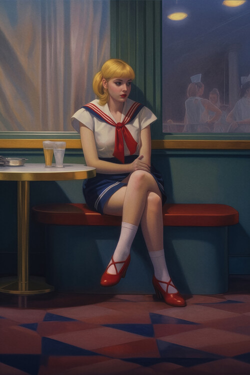 Плакат Sailor Moon Inspired by Edward Hopper