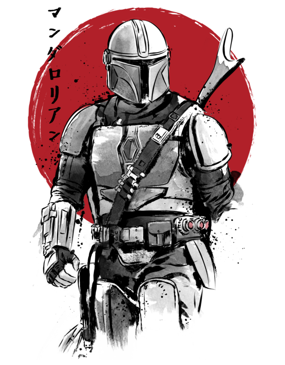 T-shirt Mandalorian Bounty Hunter sumi-e