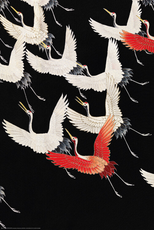 Poster Furisode with a Myriad of Flying Cranes